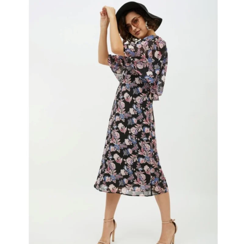 54039185706_c2efdfa47e_o_d-1000x1000-1.webp Generic Women's Polyester Chain Print Cap Sleeve Calf-length Dress (Multicolor)