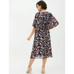 54039185761_aea488ca22_o_d-1000x1000-1.webp Generic Women's Polyester Chain Print Cap Sleeve Calf-length Dress (Multicolor)