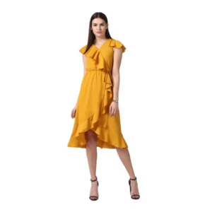 54041836119_9ea935c8d7_o_d-1000x1000-1.webp Generic Women's Polyester Ruffled Cap Sleeve Knee-Length Dress (Yellow)