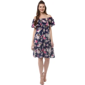 54041836369_fbe48a342b_o_d-1000x1000-1.webp Generic Women's Polyester Crepe Floral Half Sleeve Above Knee Dress (Navy Blue)