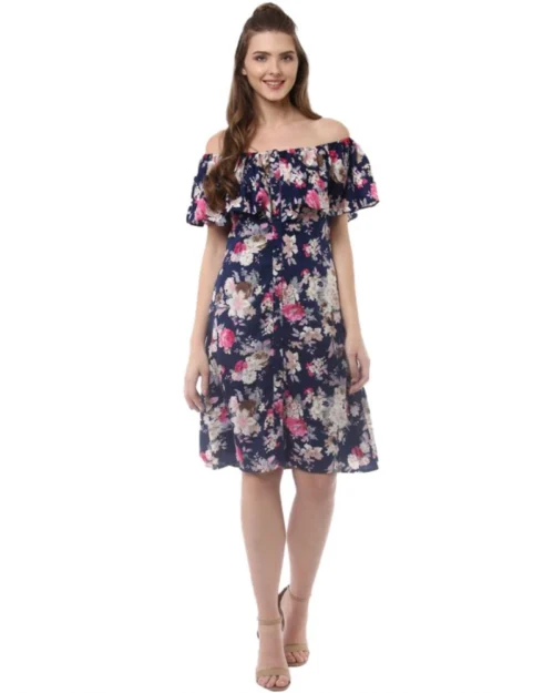 54041836369_fbe48a342b_o_d-1000x1000-1.webp Generic Women's Polyester Crepe Floral Half Sleeve Above Knee Dress (Navy Blue)