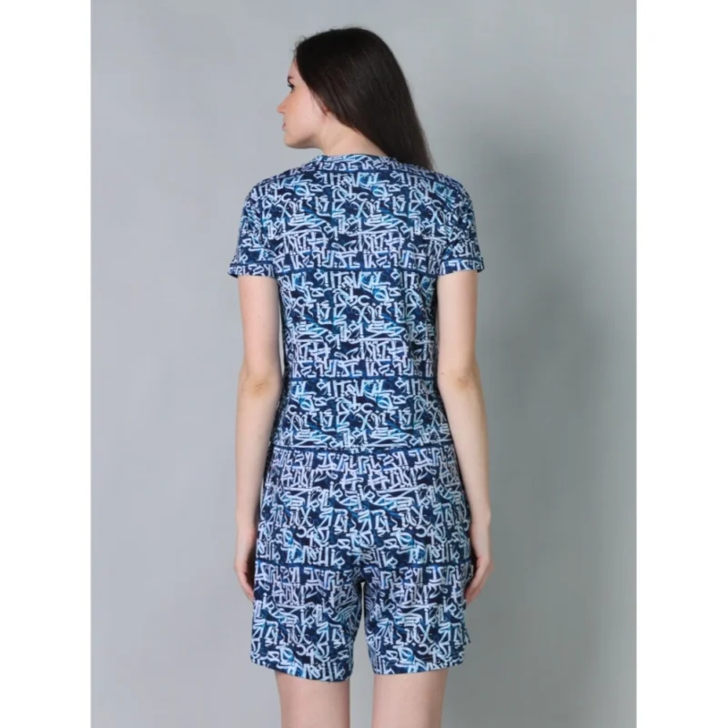 54087656311_158255804f_o_d-1000x1000-1.webp Generic Women's Cotton Blended Printed Round Neck Half Sleeve Top - Shorts Set (White-Blue)