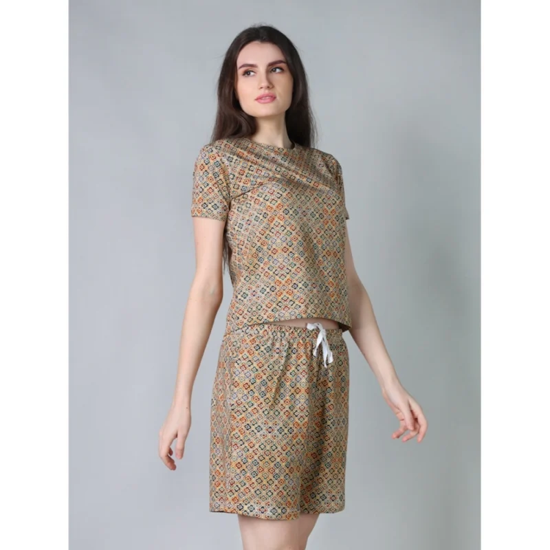 54087906273_1dc90bf228_o_d-1000x1000-1.webp Generic Women's Cotton Blended Printed Round Neck Half Sleeve Top - Shorts Set (Beige)