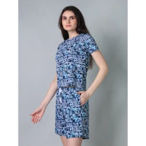 54087987729_c9ce4779bf_o_d-1000x1000-1.webp Generic Women's Cotton Blended Printed Round Neck Half Sleeve Top - Shorts Set (White-Blue)