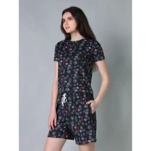 54088109930_1eff201d7a_o_d-1000x1000-1.webp Generic Women's Cotton Blended Printed Round Neck Half Sleeve Top - Shorts Set (Black)