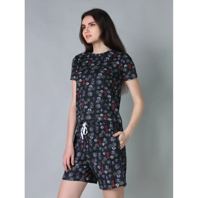 54088109930_1eff201d7a_o_d-1000x1000-1.webp Generic Women's Cotton Blended Printed Round Neck Half Sleeve Top - Shorts Set (Black)
