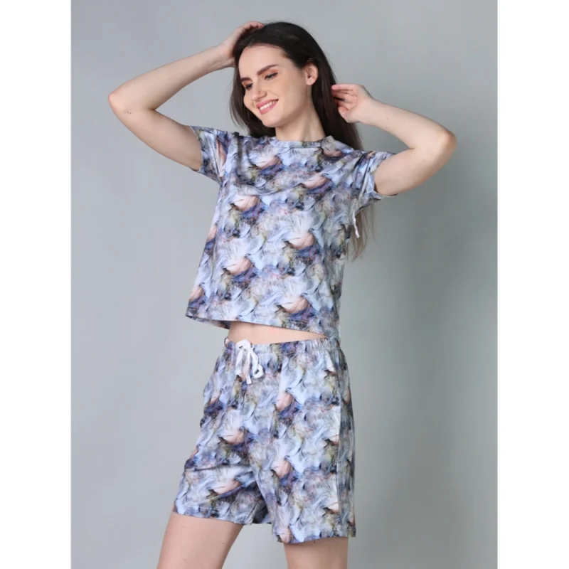 54088110025_9cd80750c6_o_d-1000x1000-1.webp Generic Women's Cotton Blended Printed Round Neck Half Sleeve Top - Shorts Set (Blue-Peach)