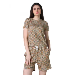 54089884451_d5454cee5a_o_d-1000x1000-1.webp Generic Women's Cotton Blended Printed Round Neck Half Sleeve Top - Shorts Set (Beige)