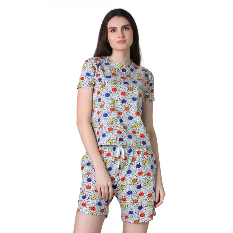 54090133638_75e3eb5414_o_d-1000x1000-1.webp Generic Women's Cotton Blended Printed Round Neck Half Sleeve Top - Shorts Set (Grey)