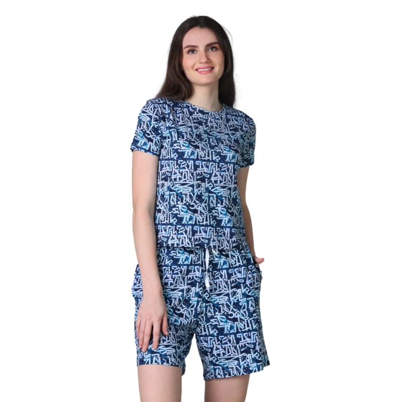 54090134493_46e5c57211_o_d-1000x1000-1.webp Generic Women's Cotton Blended Printed Round Neck Half Sleeve Top - Shorts Set (White-Blue)