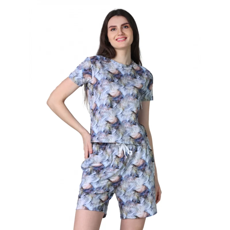 54090217469_869e9886b9_o_d-1000x1000-1.webp Generic Women's Cotton Blended Printed Round Neck Half Sleeve Top - Shorts Set (Blue-Peach)