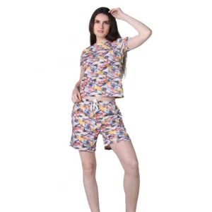 54090217704_b611dda172_o_d-1000x1000-1.webp Generic Women's Cotton Blended Printed Round Neck Half Sleeve Top - Shorts Set (Multicolor)