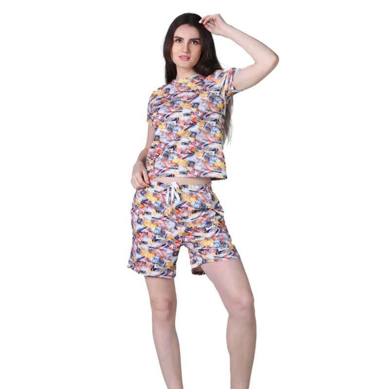 54090217704_b611dda172_o_d-1000x1000-1.webp Generic Women's Cotton Blended Printed Round Neck Half Sleeve Top - Shorts Set (Multicolor)