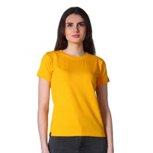 54090337050_9663337b9c_o_d-1000x1000-1.webp Generic Women's Cotton Blended Solid Round Neck Half Sleeve T-Shirt (Mustard)