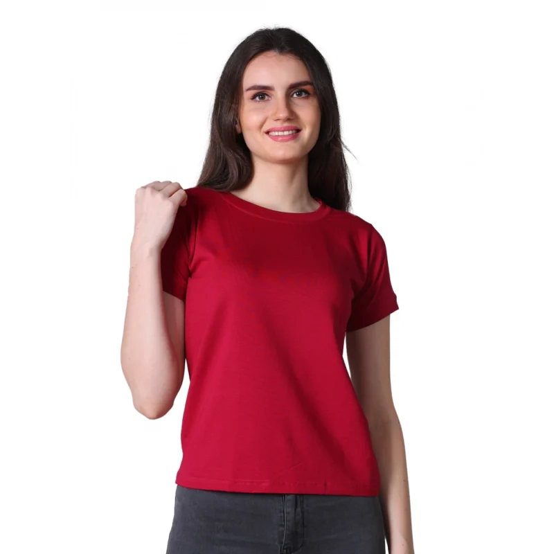 54090337210_d818e81a77_o_d-1000x1000-1.webp Generic Women's Cotton Blended Solid Round Neck Half Sleeve T-Shirt (Maroon)