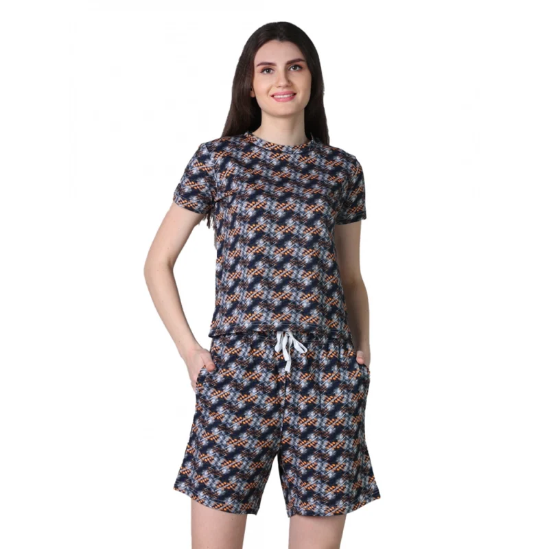 54090337265_94e2344a3c_o_d-1000x1000-1.webp Generic Women's Cotton Blended Printed Round Neck Half Sleeve Top - Shorts Set (Blue-Brown)