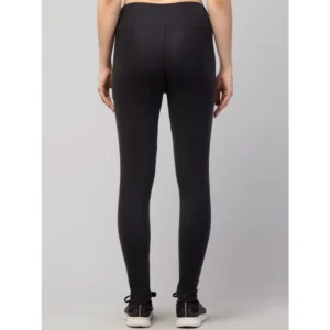 Generic Women's Polyester Solid Ankle Length High-Rise Tights (Black)