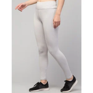 Generic Women's Polyester Solid Ankle Length High-Rise Tights (Light Grey)