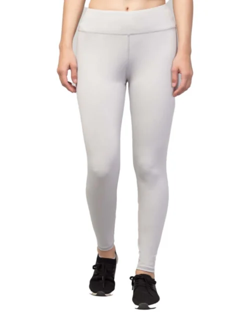 Generic Women's Polyester Solid Ankle Length High-Rise Tights (Light Grey)