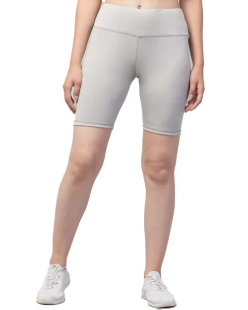 Generic Women's Polyester Solid Above Knee High-Rise Shorts (Grey)