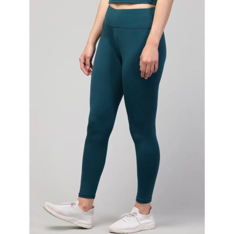 Generic Women's Polyester Solid Ankle Length High-Rise Tights (Green)