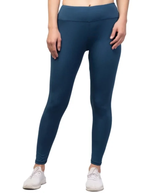 Generic Women's Polyester Solid Ankle Length High-Rise Tights (Teal)