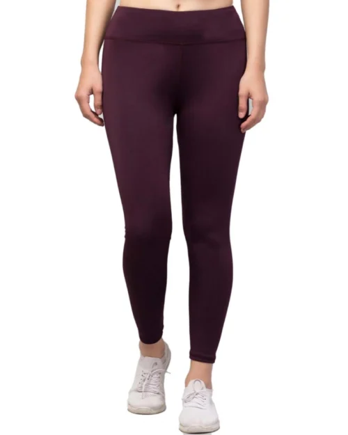 Generic Women's Polyester Solid Ankle Length High-Rise Tights (Purple)