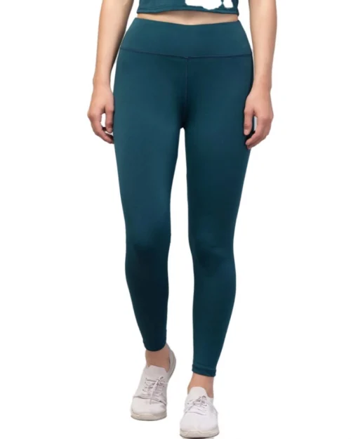 Generic Women's Polyester Solid Ankle Length High-Rise Tights (Green)