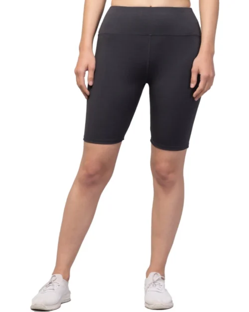 Generic Women's Polyester Solid Above Knee High-Rise Shorts (Grey)