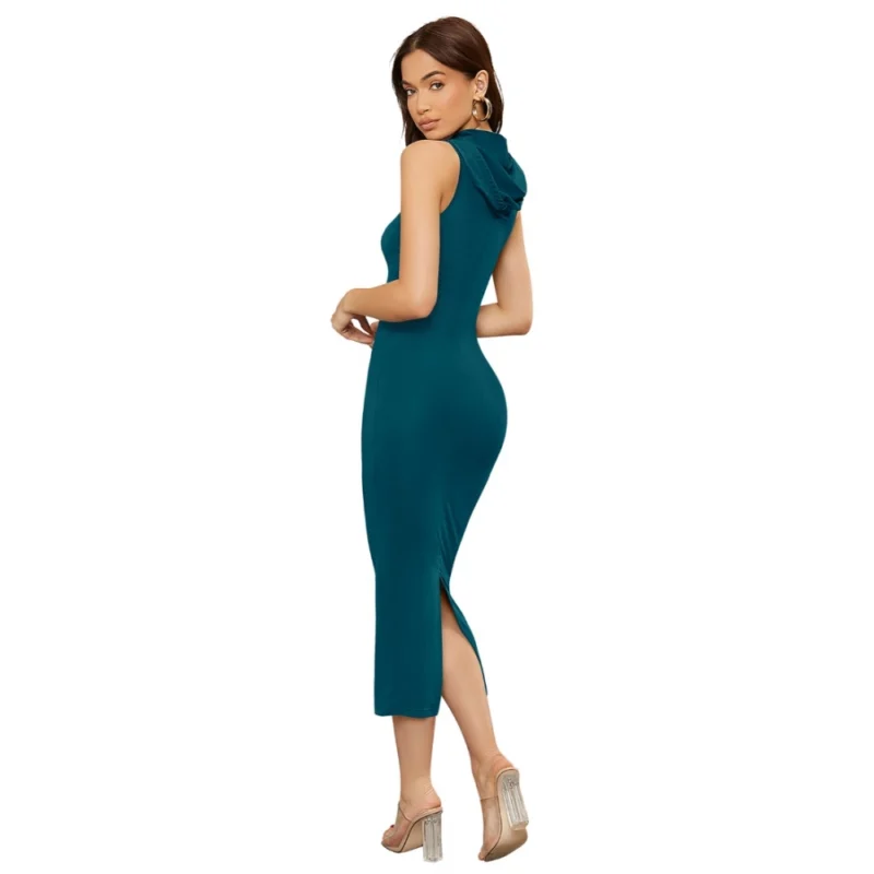 Generic Women's Knitting stretchable Solid Round Neck Sleeveless Dress (Morpich)