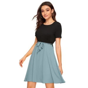 54162098457_224a215775_o_d-1000x1000-1.webp Generic Women's Knitting stretchable Solid Round Neck Cap Sleeve Dress (Pista)