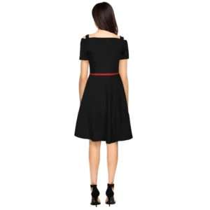 54162098807_910c1bd8be_o_d-1000x1000-1.webp Generic Women's Polyester Solid V Neck Cap Sleeve Dress (Black)