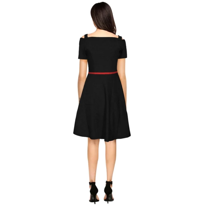 54162098807_910c1bd8be_o_d-1000x1000-1.webp Generic Women's Polyester Solid V Neck Cap Sleeve Dress (Black)