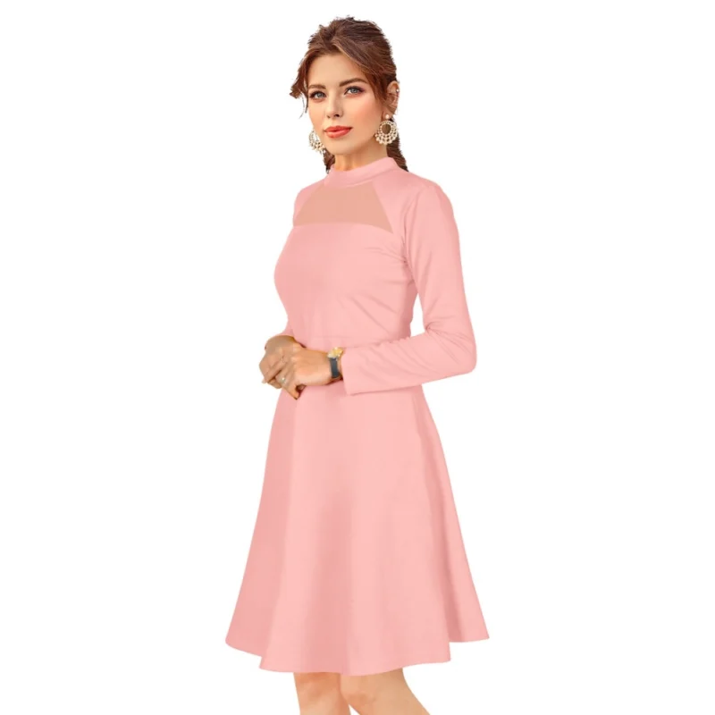 54162098832_7d309c6a75_o_d-1000x1000-1.webp Generic Women's Knitting stretchable Solid Round Neck Full Sleeve Dress (Peach)