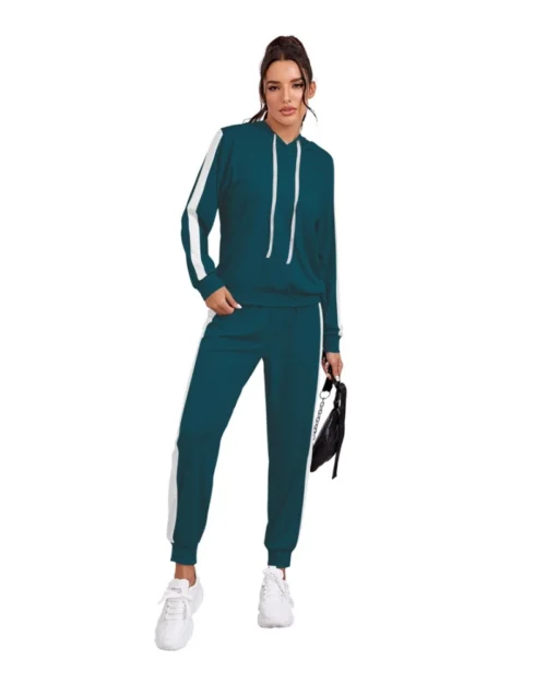Generic Women's Knitting stretchable Solid Hooded Neck Full Sleeve Track Suit (Morpich)