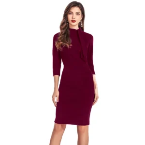 54162972481_ac32116cd6_o_d-1000x1000-1.webp Generic Women's Knitting stretchable Solid Round Neck 3-4th Dress (Maroon)