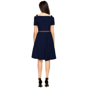 54162972781_72d668f8d9_o_d-1000x1000-1.webp Generic Women's Polyester Solid V Neck Cap Sleeve Dress (Blue)