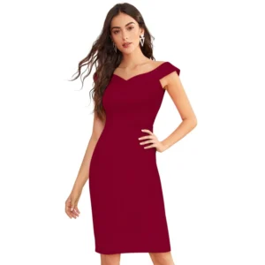 54163242618_3b71820863_o_d-1000x1000-1.webp Generic Women's Knitting stretchable Solid Round Neck Sleeveless Dress (Maroon)