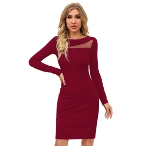 54163242813_e2a0979642_o_d-1000x1000-1.webp Generic Women's Knitting stretchable Solid Round Neck Full Sleeve Dress (Maroon)