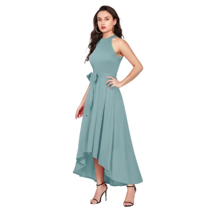 54163243103_5170e175b9_o_d-1000x1000-1.webp Generic Women's Polyester Solid Halter Neck Sleeveless Dress (Pista)