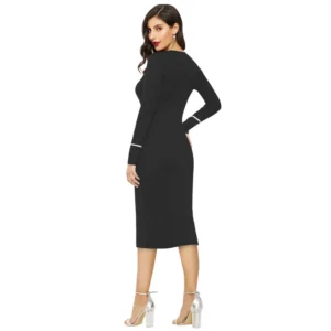 54163245438_af80f9288a_o_d-1000x1000-1.webp Generic Women's Knitting stretchable Solid Round Neck Full Sleeve Dress (Black)