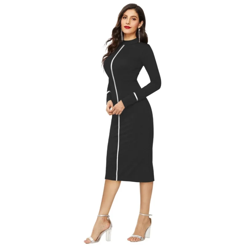 54163245453_735d5ab2b3_o_d-1000x1000-1.webp Generic Women's Knitting stretchable Solid Round Neck Full Sleeve Dress (Black)