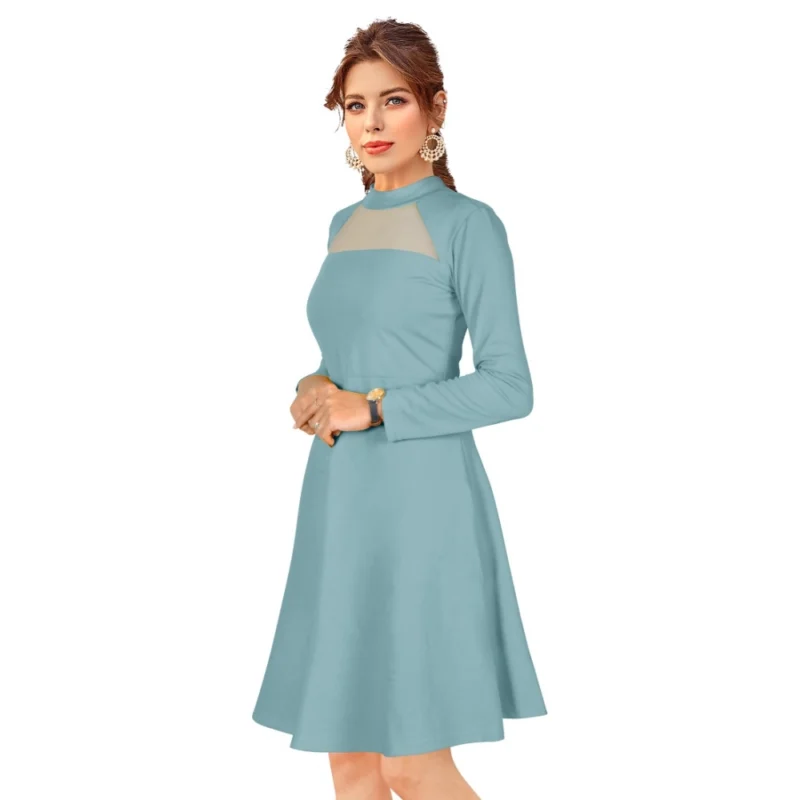 54163248088_2cd35f5fa5_o_d-1000x1000-1.webp Generic Women's Knitting stretchable Solid Round Neck Full Sleeve Dress (Pista)