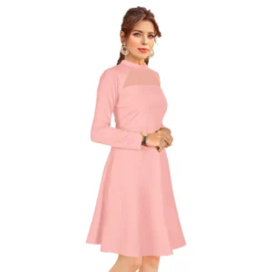 54163248158_72de80cc65_o_d-1000x1000-1.webp Generic Women's Knitting stretchable Solid Round Neck Full Sleeve Dress (Peach)
