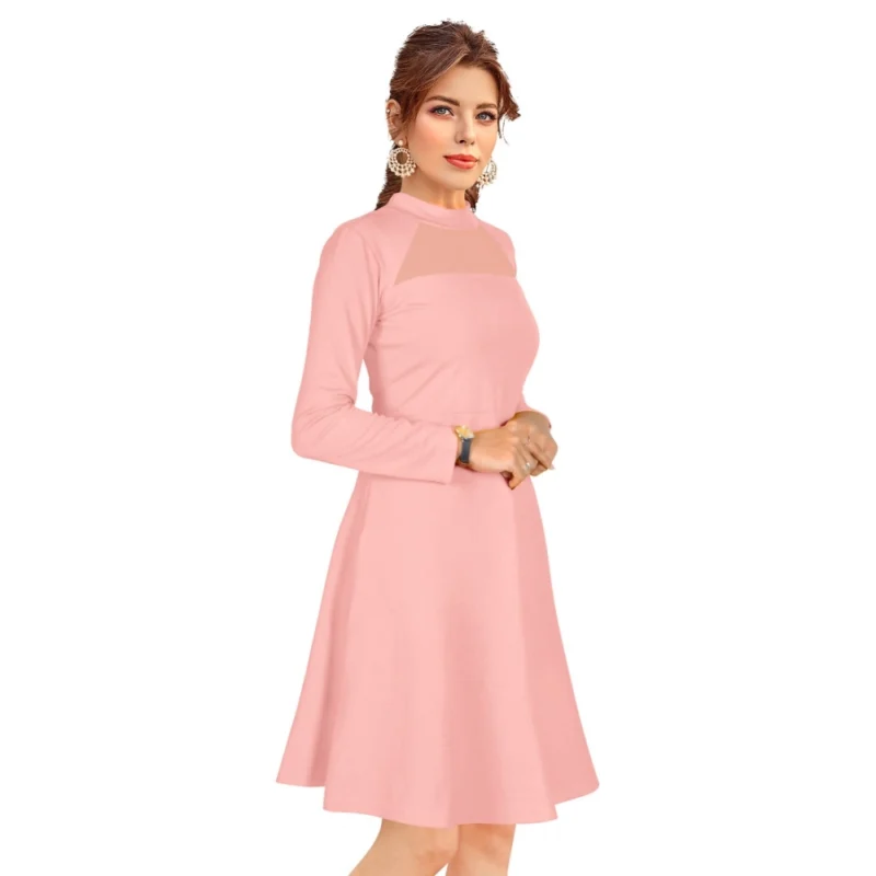 54163248158_72de80cc65_o_d-1000x1000-1.webp Generic Women's Knitting stretchable Solid Round Neck Full Sleeve Dress (Peach)
