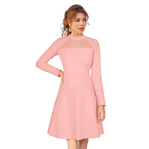54163248213_62e46ab0b7_o_d-1000x1000-1.webp Generic Women's Knitting stretchable Solid Round Neck Full Sleeve Dress (Peach)