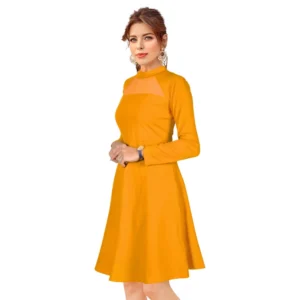 54163248233_0eba94503a_o_d-1000x1000-1.webp Generic Women's Knitting stretchable Solid Round Neck Full Sleeve Dress (Yellow)