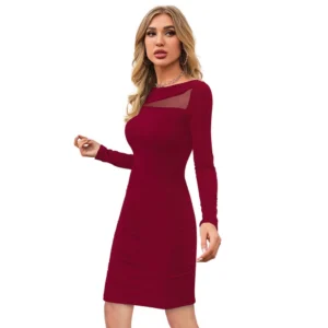 54163282989_ec9478bbf6_o_d-1000x1000-1.webp Generic Women's Knitting stretchable Solid Round Neck Full Sleeve Dress (Maroon)