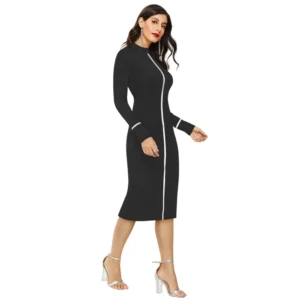54163285499_c14b7754b1_o_d-1000x1000-1.webp Generic Women's Knitting stretchable Solid Round Neck Full Sleeve Dress (Black)