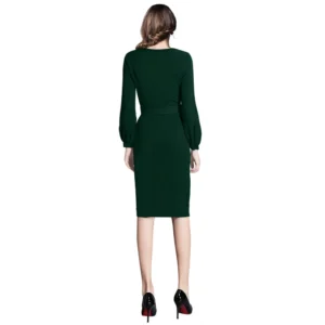 54163285799_1fbf74ca2a_o_d-1000x1000-1.webp Generic Women's Knitting stretchable Solid Round Neck Full Sleeve Dress (Green)